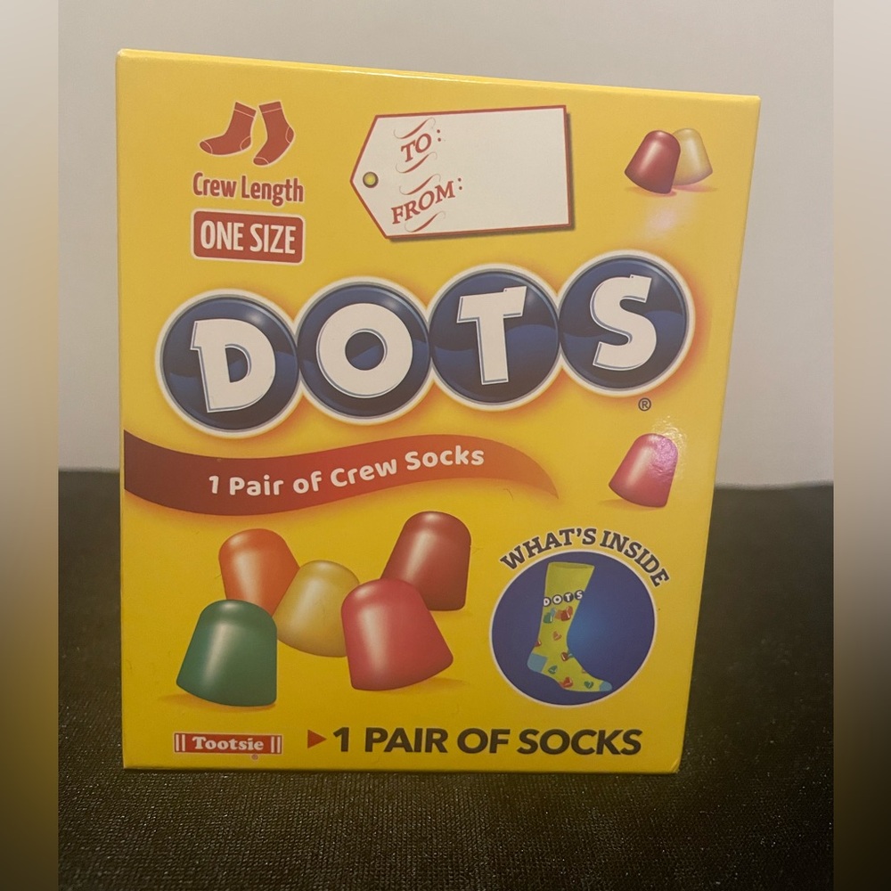 Novelty Crew Socks One Pair OS Unisex Gift Box / DOTS (Candy) NEW NWT